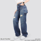 Jeans Straight Semirrígido Tiro Alto 8019