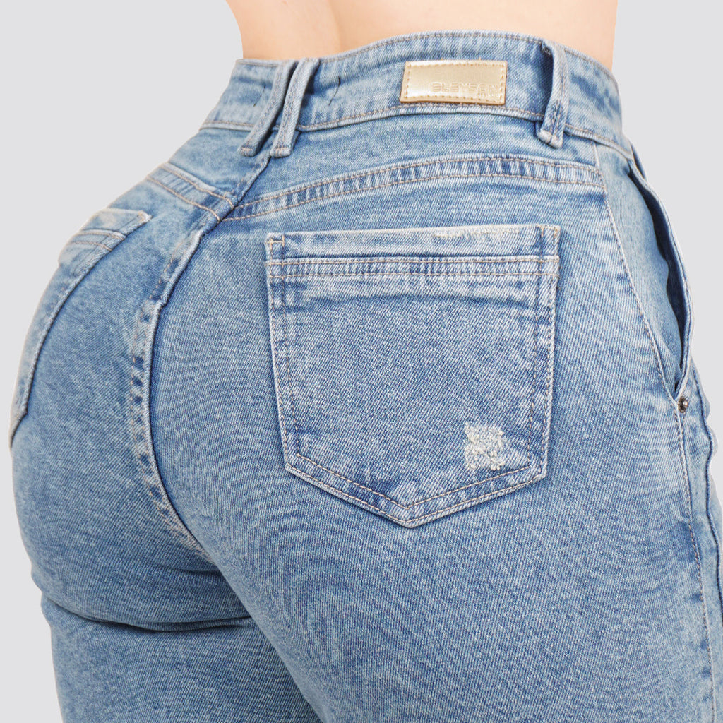 Jeans Straight Semirrígido Tiro Alto 8020