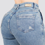 Jeans Straight Semirrígido Tiro Alto 8020