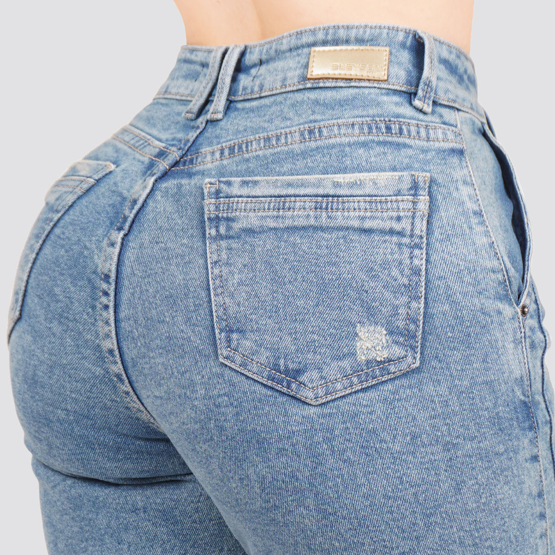 Jeans Straight Semirrígido Tiro Alto 8020