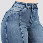 Jeans Straight Semirrígido Tiro Alto 8021