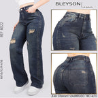 Jeans Straight Semirrígido Tiro Alto 8022