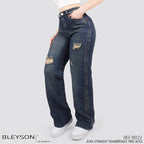 Jeans Straight Semirrígido Tiro Alto 8022