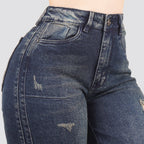 Jeans Straight Semirrígido Tiro Alto 8022