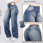 Jeans Straight Semirrígido Tiro Alto 8023