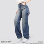 Jeans Straight Semirrígido Tiro Alto 8023