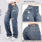 Jeans Straight Semirrígido Tiro Alto 8024