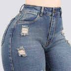 Jeans Straight Semirrígido Tiro Alto 8024