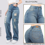 Jeans Straight Semirrígido Tiro Alto 8026
