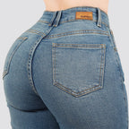 Jeans Straight Semirrígido Tiro Alto 8026