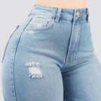 Jeans Straight Semirrígido Tiro Alto 8029