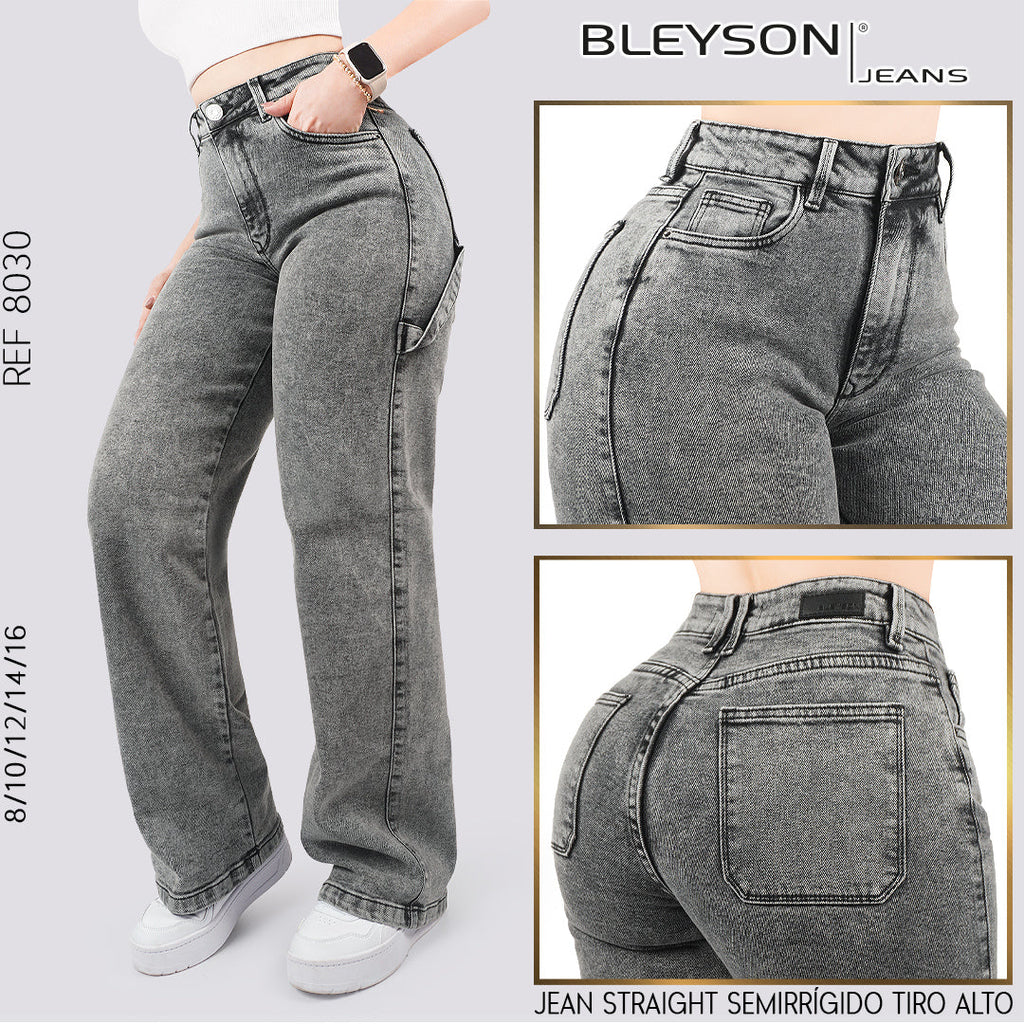 Jeans Straight Semirrígido Tiro Alto 8030