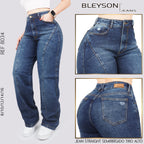 Jeans Straight Semirrígido Tiro Alto 8034
