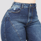 Jeans Straight Semirrígido Tiro Alto 8034