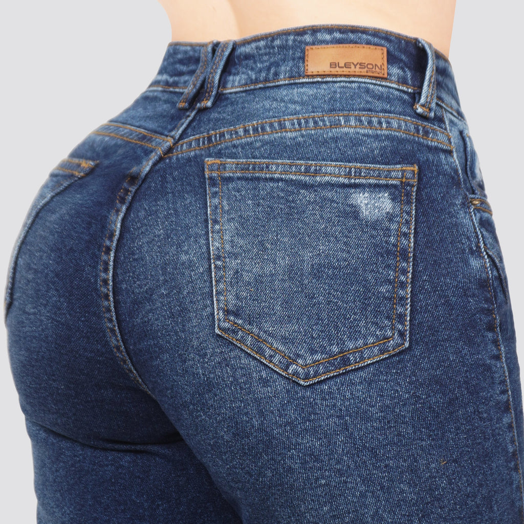 Jeans Straight Semirrígido Tiro Alto 8034
