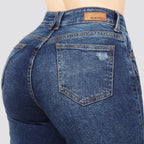 Jeans Straight Semirrígido Tiro Alto 8034