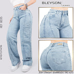 Jeans Straight Semirrígido Tiro Alto 8035