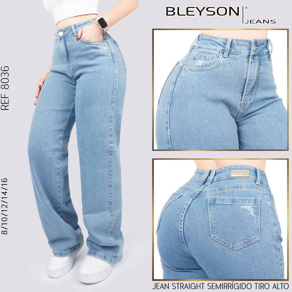 Jeans Straight Semirrígido Tiro Alto 8036