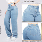 Jeans Straight Semirrígido Tiro Alto 8036