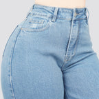 Jeans Straight Semirrígido Tiro Alto 8036