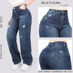 Jeans Straight Semirrígido Tiro Alto 8037