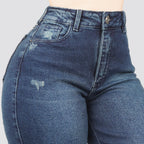 Jeans Straight Semirrígido Tiro Alto 8037
