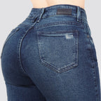 Jeans Straight Semirrígido Tiro Alto 8037