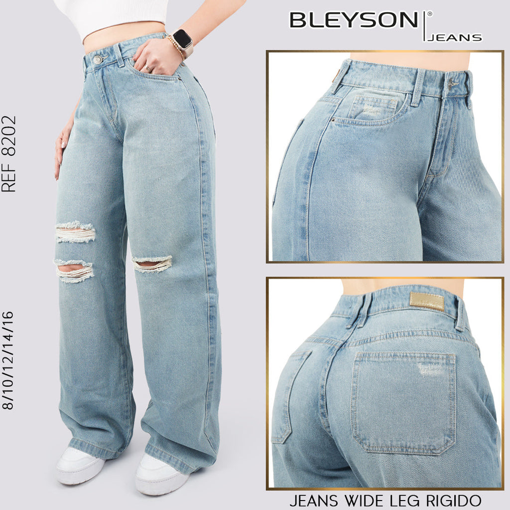 Jeans Wide Leg Rígido Tiro Alto 8202