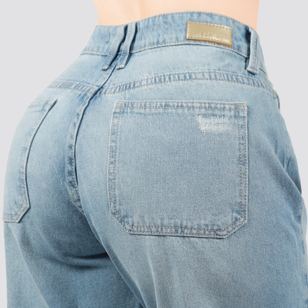 Jeans Wide Leg Rígido Tiro Alto 8202