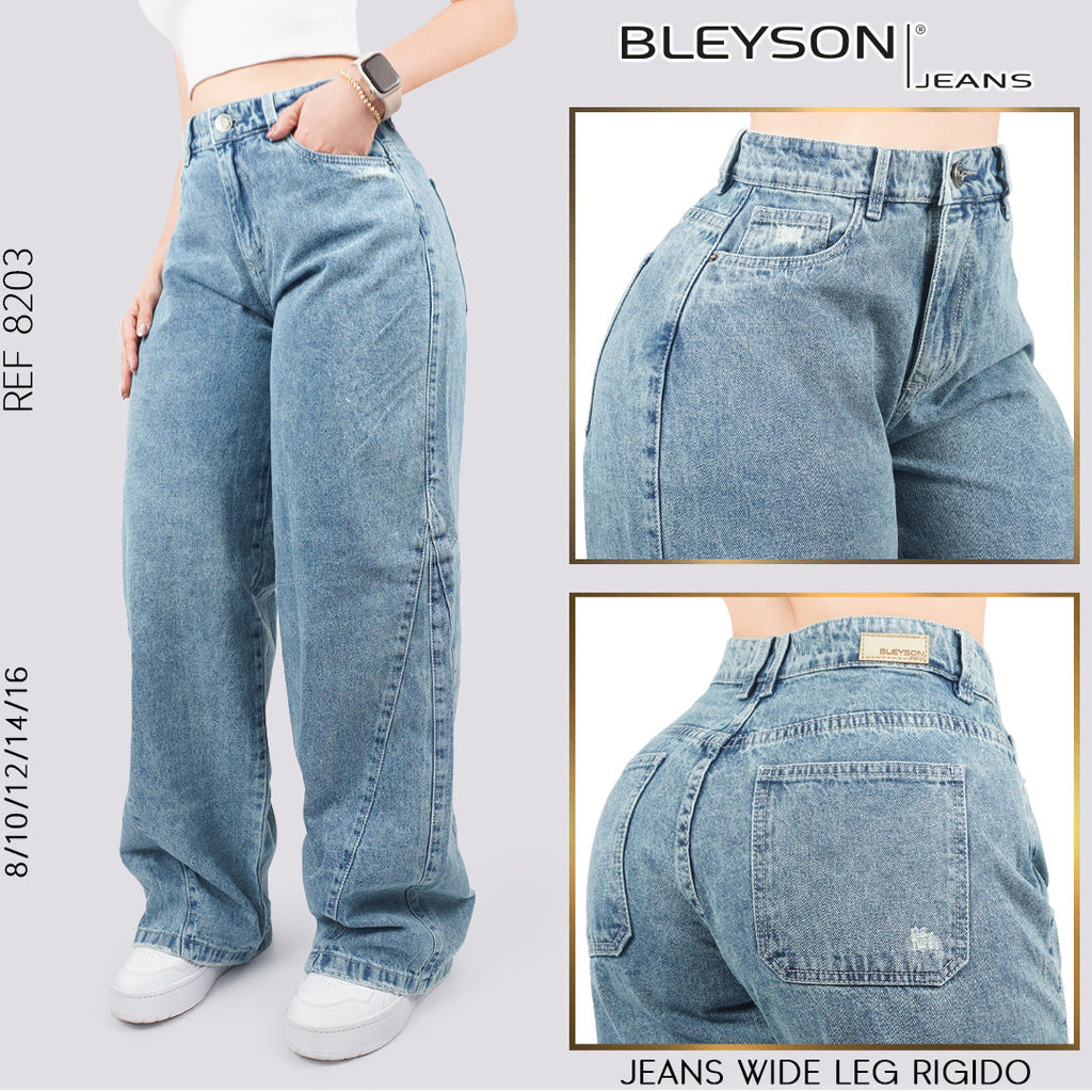 Jeans Wide Leg Rígido Tiro Alto 8203