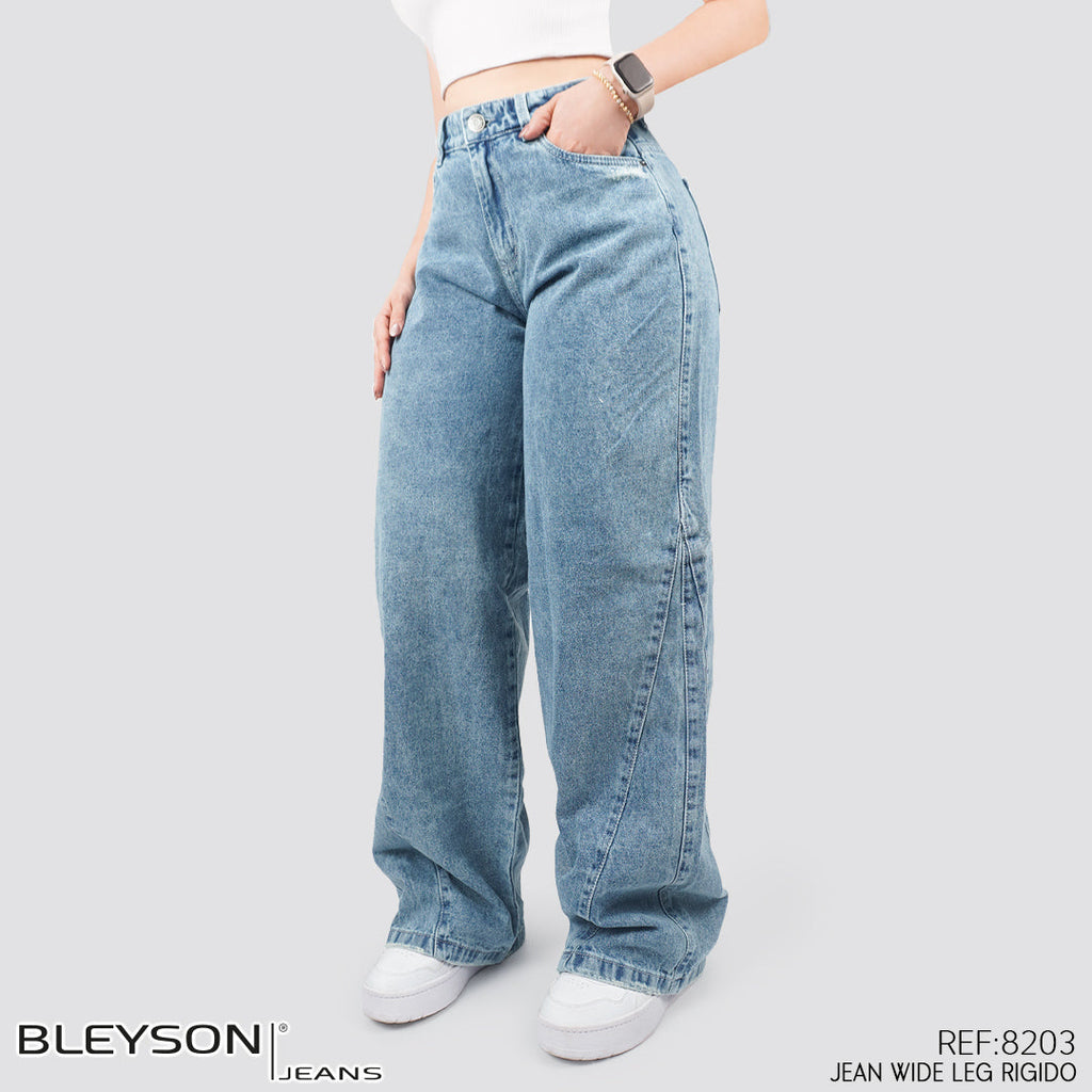 Jeans Wide Leg Rígido Tiro Alto 8203