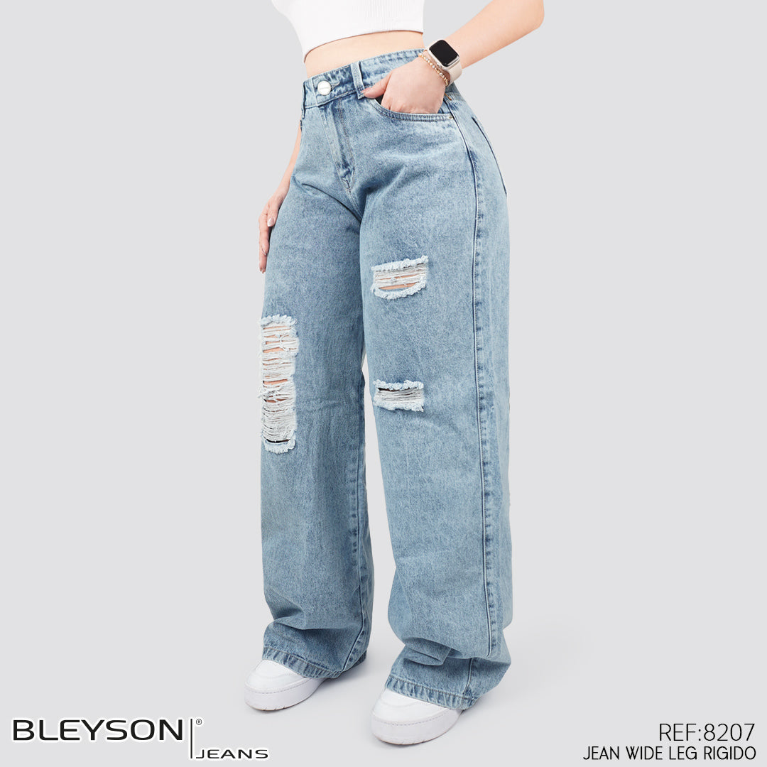 Jeans Wide Leg Rígido Tiro Alto 8207