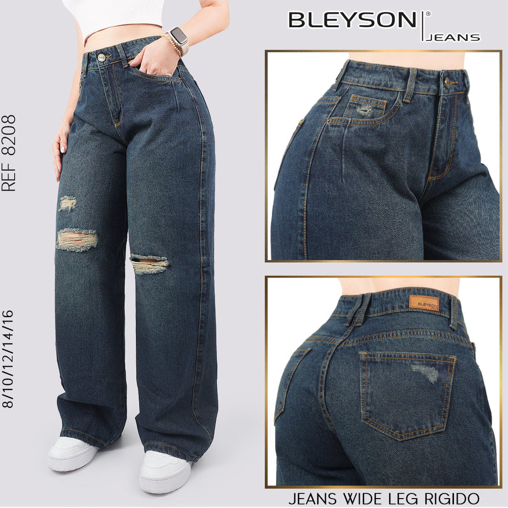 Jeans Wide Leg Rígido Tiro Alto 8208