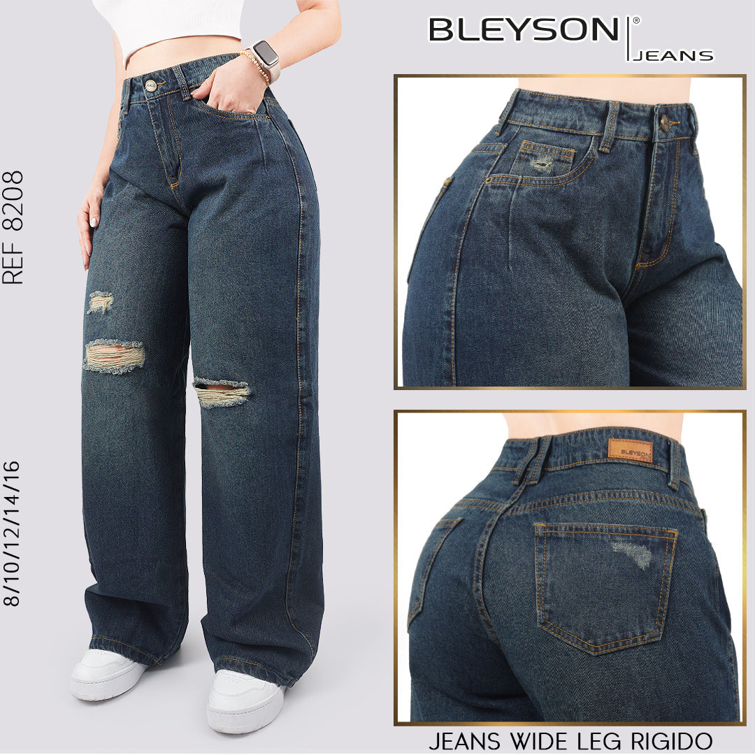 Jeans Wide Leg Rígido Tiro Alto 8208