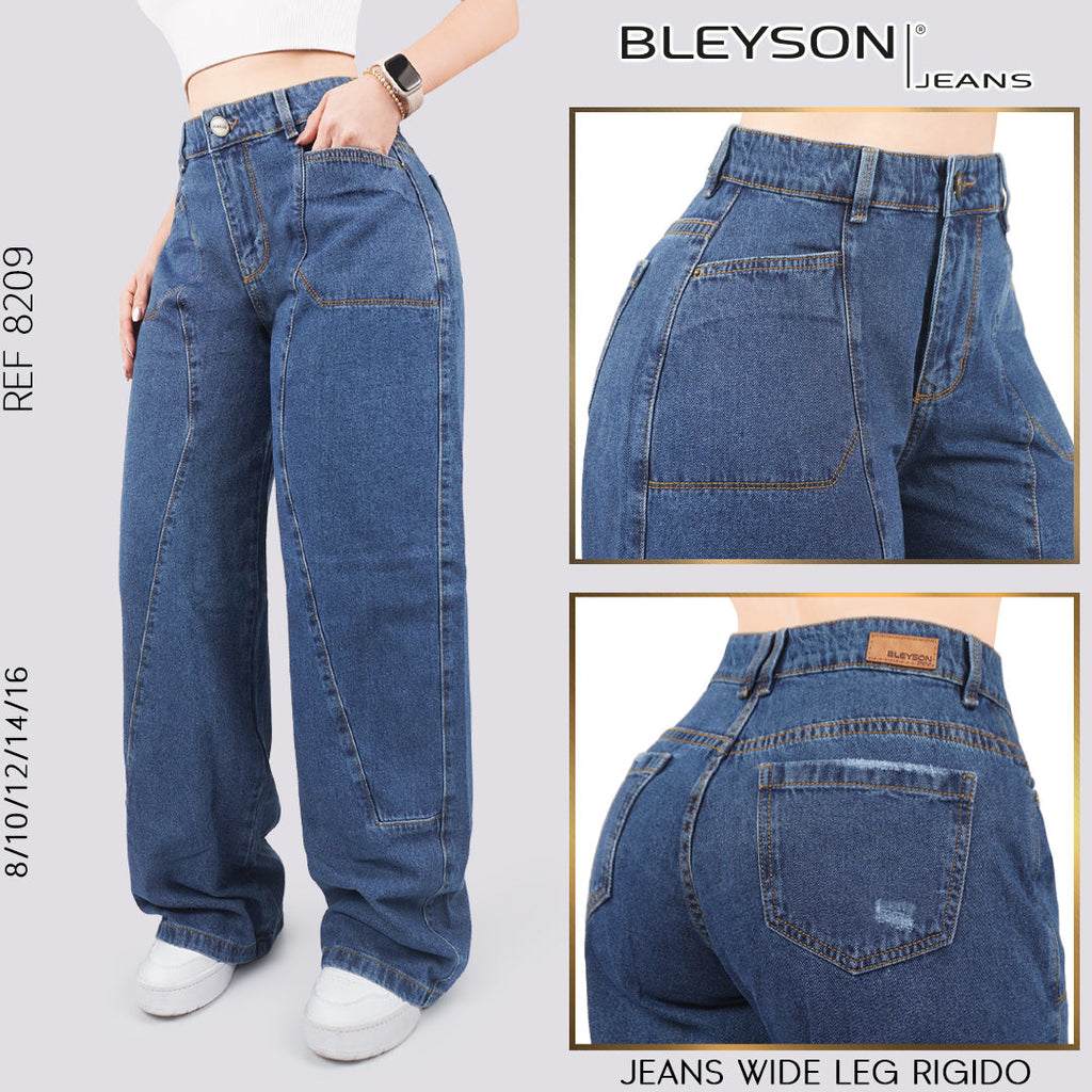 Jeans Wide Leg Rígido Tiro Alto 8209