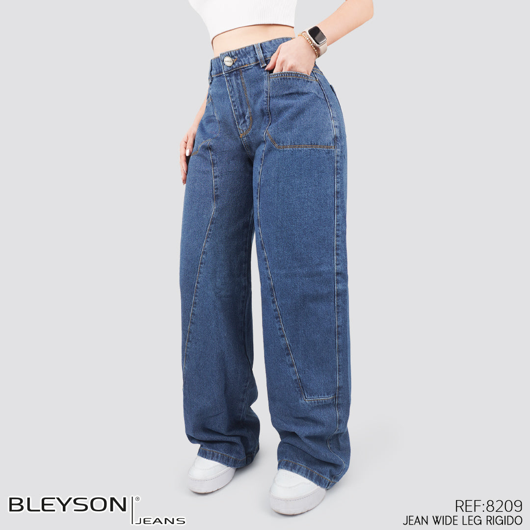 Jeans Wide Leg Rígido Tiro Alto 8209