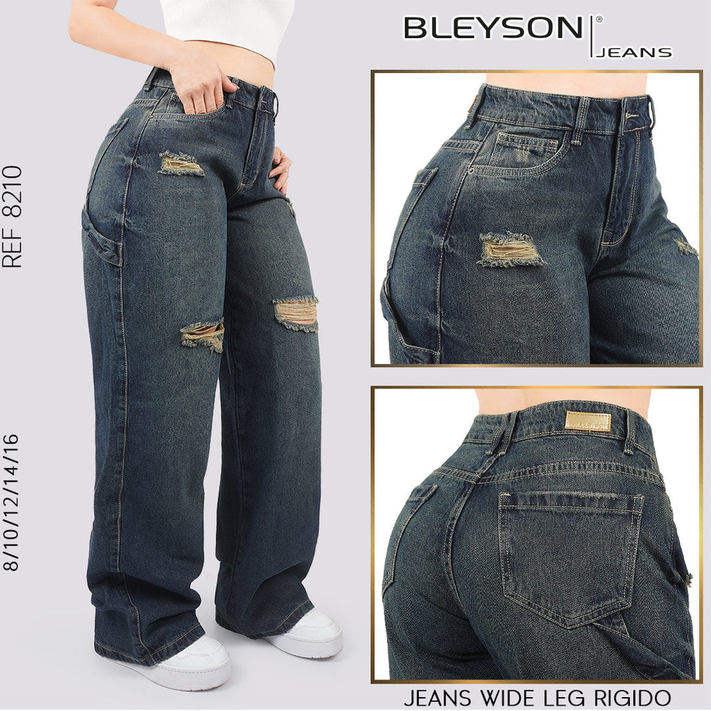 Jeans Cargo Wide Leg Rígido Tiro Alto 8210