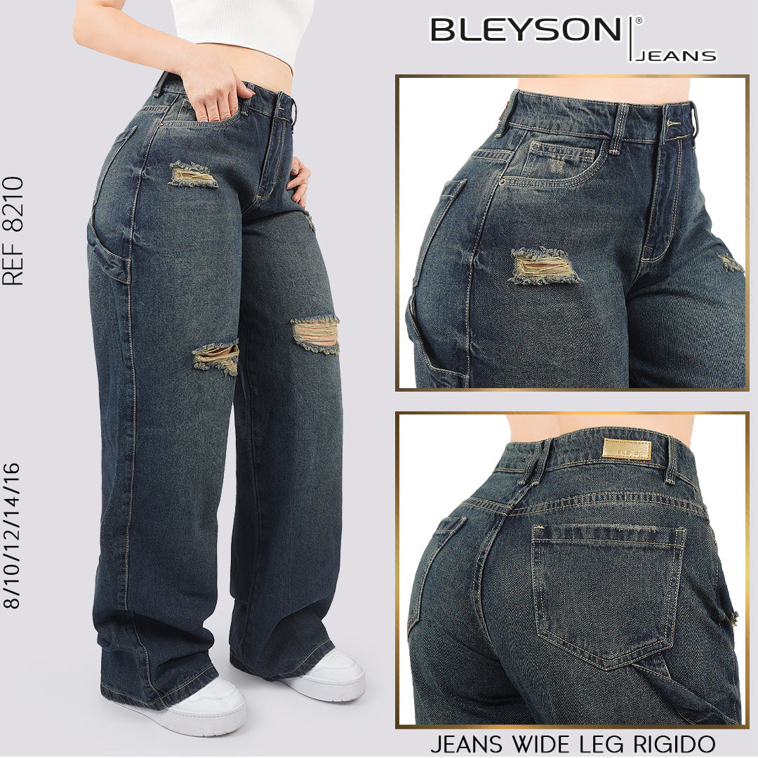 Jeans Cargo Wide Leg Rígido Tiro Alto 8210