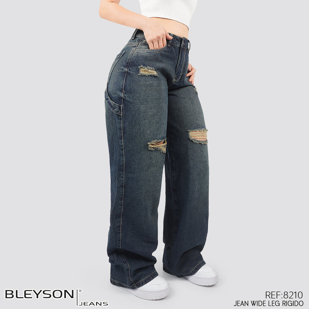 Jeans Cargo Wide Leg Rígido Tiro Alto 8210