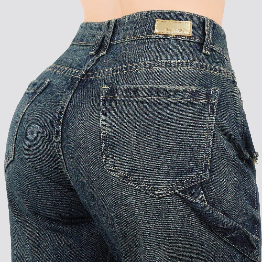 Jeans Cargo Wide Leg Rígido Tiro Alto 8210