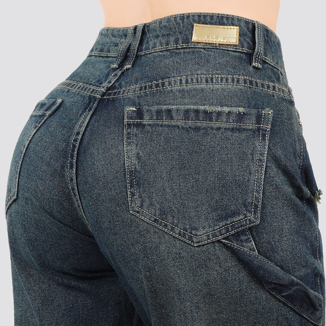 Jeans Cargo Wide Leg Rígido Tiro Alto 8210