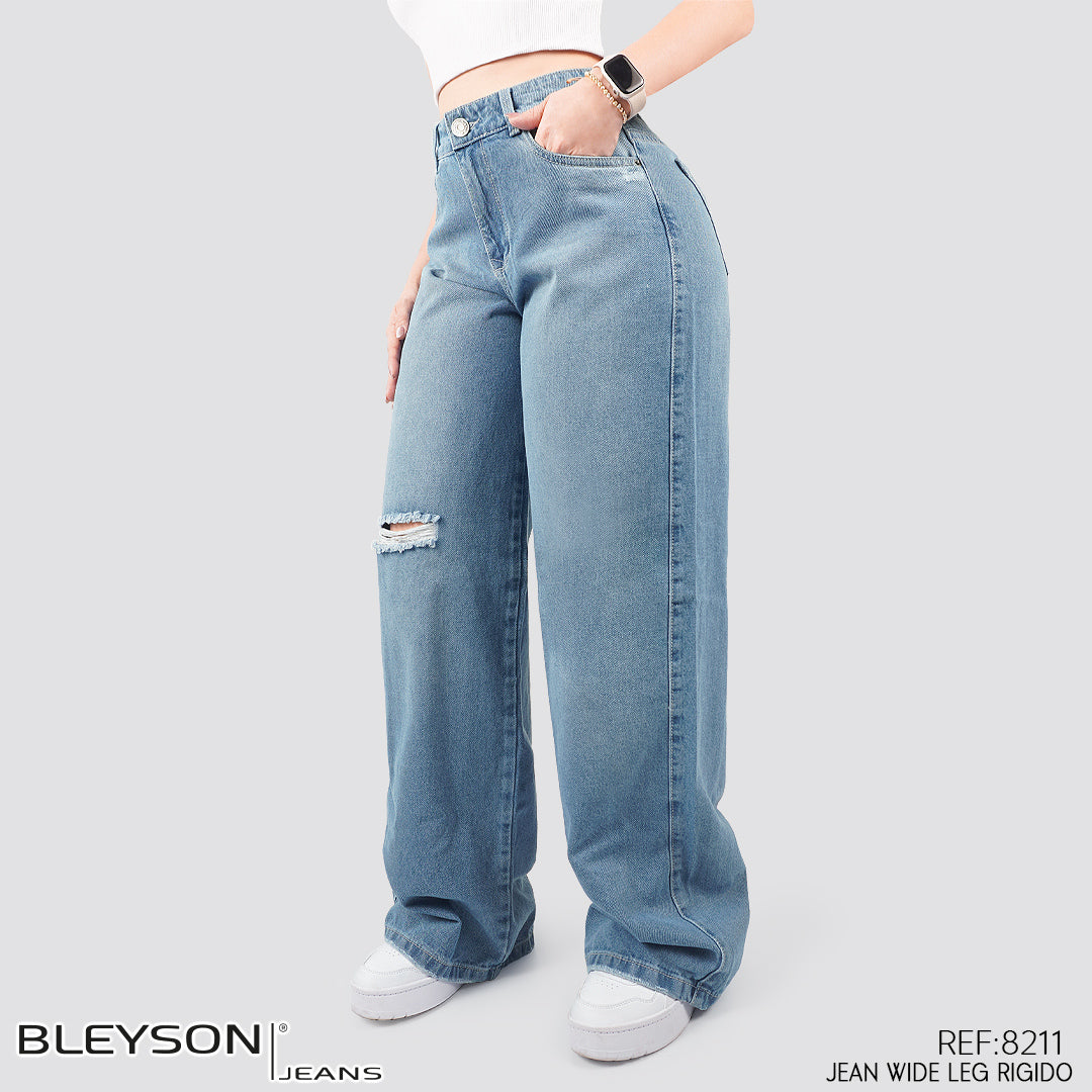 Jeans Cargo Wide Leg Rígido Tiro Alto 8211
