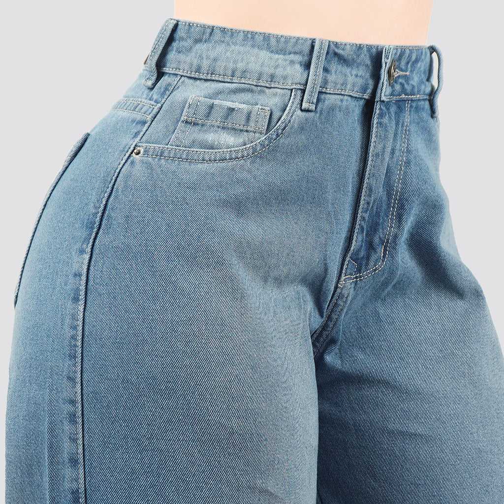 Jeans Cargo Wide Leg Rígido Tiro Alto 8211