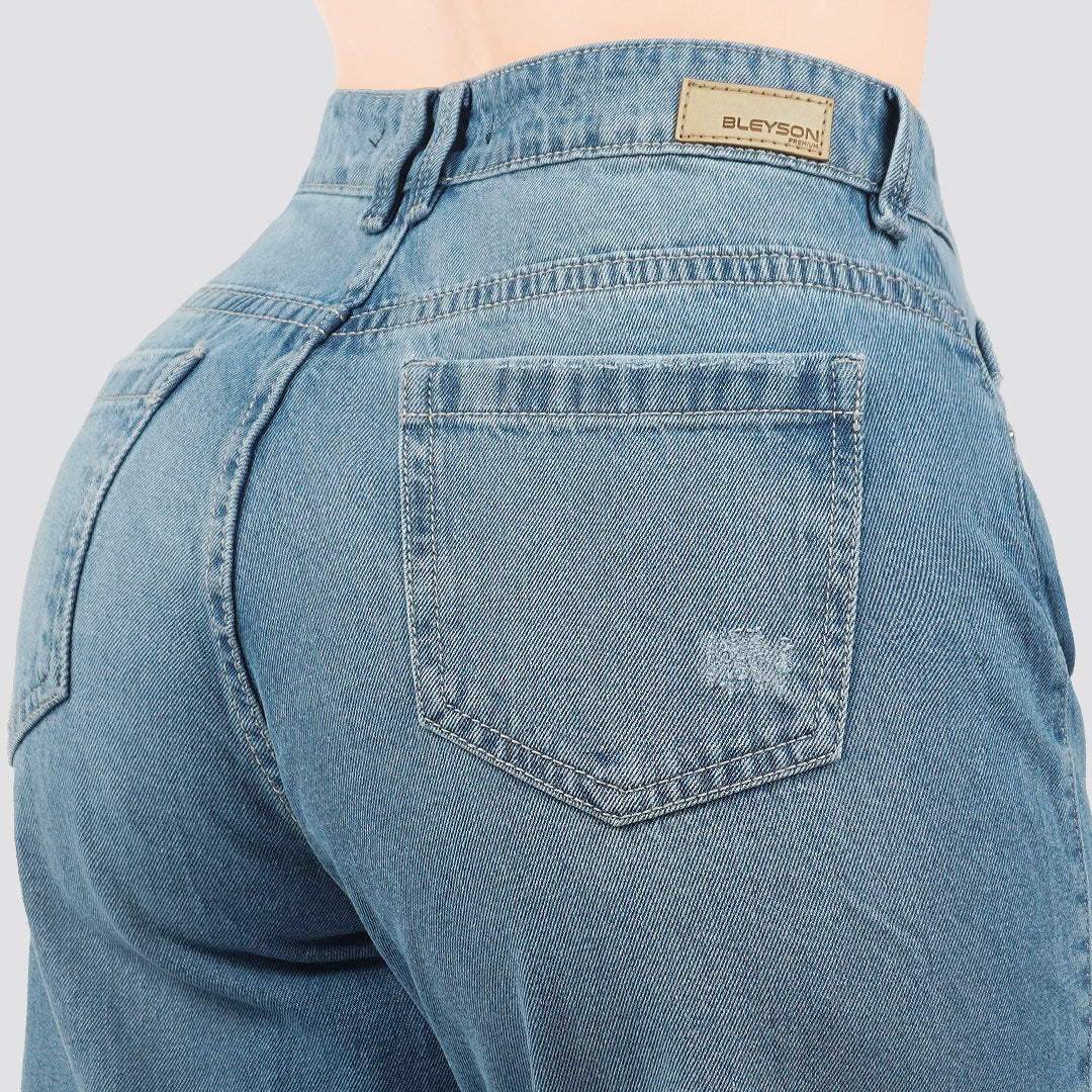 Jeans Cargo Wide Leg Rígido Tiro Alto 8211